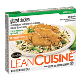 Stouffer's Lean Cuisine comfort; glazed chicken; roasted chicken in a lemon tarragon sauce w/rice, green beans & cashews Left Picture